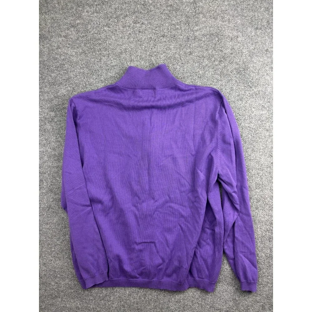 Paul Fredrick‎ Sweater Mens 2XL Purple 100% Pima Cotton Full Zip Mock Neck Knit